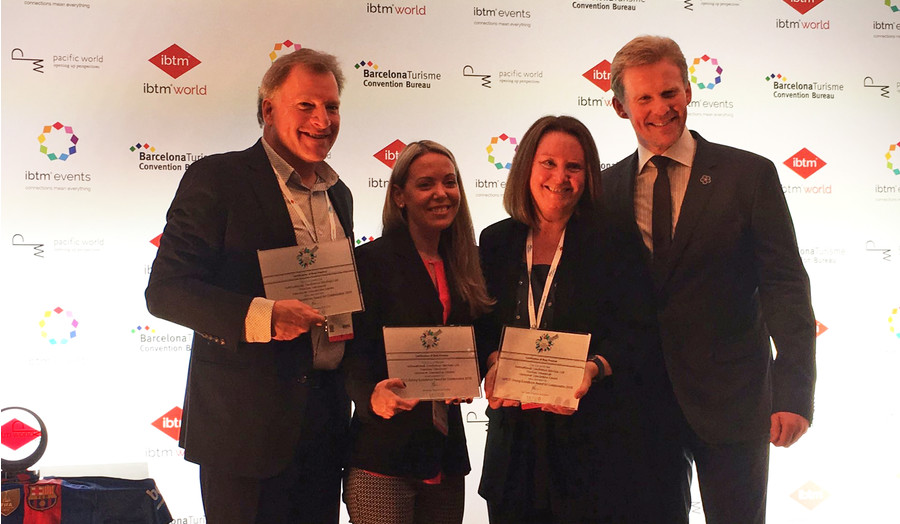 Our Vice President, Jenn Abott accepting our Collaboration Award along with Tourism Vancouver